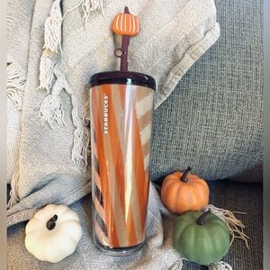 Starbucks 2025 Fall Orange Pumpkin Topper Hot/Cold Cup Venti Tumbler NEW 24oz